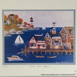 Cindy Mangutz Lithograph 'Bud's Bait Shop.' #41/450, Signed & Dated 1988 In The Print, Framed