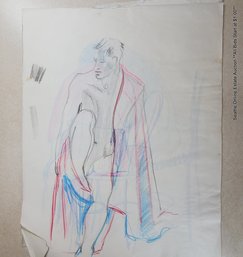 Collection Of Eight Figural Mixed Media Sketches