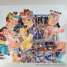 Large Figurative Mixed Media Drawing On Paper