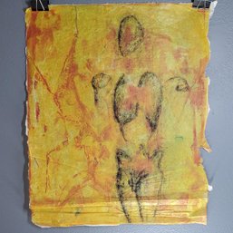 Mixed Media Artwork On Rice Paper Of A Minimalist Male Nude