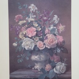 Albert Williams Offset Lithograph 'Iris, Narcissi And Roses', Signature In The Print, 31.50' X 25.50' Framed