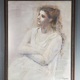 Pablo Picasso (1881-1973) Offset Lithograph 'Woman In White',  Signature In The Print, 32' X 26' Framed