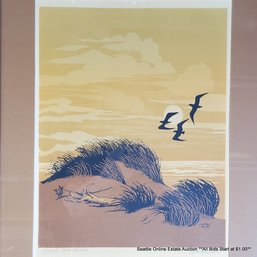 Walton Butts Original Serigraph 'Along The Beach', Pencil Signed, 21' X 17' Framed