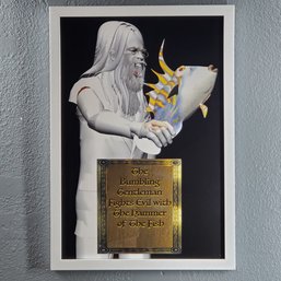 Offset Lithograph ' The Bumbling Gentleman Fights Evil With The Hammer Of The Fish', Framed