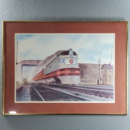 Gil Reid "Roaring Through Rondout" Vintage Offset Lithograph, Signed & Dated 1970 In The Print, Framed