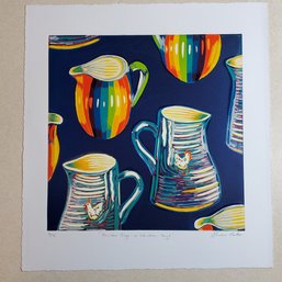 Marian Carter Intaglio Print 'Rainbow Jugs  Chicken Jugs' 3/5, Signed