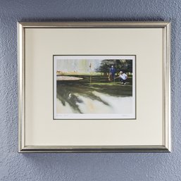 Dale Robert Cooper Offset Lithograph 'Birdie Putt', Signed & Dated 1989 In The Print, 12' X 14' Framed