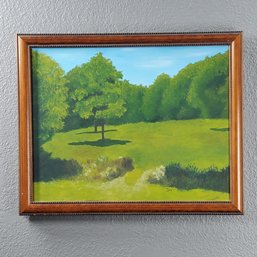 Original Oil Painting On Canvas Of A Pastoral Landscape, Signed, 12.50' X 15.50' Framed