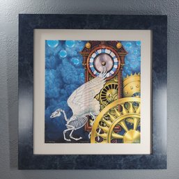 Sharon Augusta Mitchell Archival Print 'Time Flies' E.V. #27/250, Signed, 25' X 24' Framed