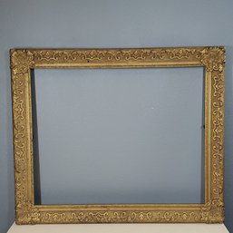Antique Ornate Gilt Frame With Corner Scrolls & Repeating Leaf Motif, Exterior Measures: 29.50' X 35.50'