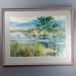Brent Heighton Offset Lithograph 'Summer Marsh', Signature In The Print, Framed