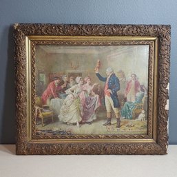 Jean Leon Gerome Ferris Offset Lithograph 'The Favor Of The Hunt' In An Antique Rococo Revival Style Frame