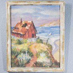 G. Pokras Original Oil Painting On Masonite Of A Rustic Seascape, Signed, Framed