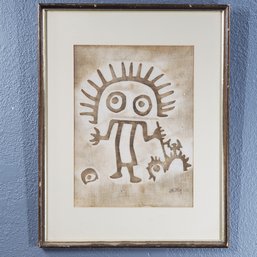 Jeanne Hillis Original PNW Textile Artwork "Medicine Man", Signed, Framed
