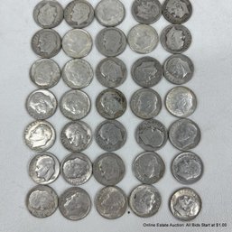 50 Roosevelt U.S. Dimes 1946-1962 Ungraded And Circulated