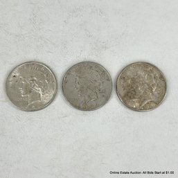 3 Liberty Silver Dollars 1922-1923 Ungraded And Circulated