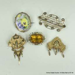 5 Vintage And Antique Brooch Pins