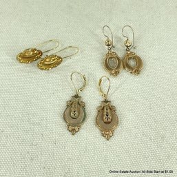 3 Pairs Of Vintage Earrings Including 1 Gold Filled