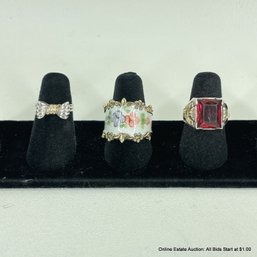 3 Gold And Sterling Silver Rings 15 Grams Total Weight