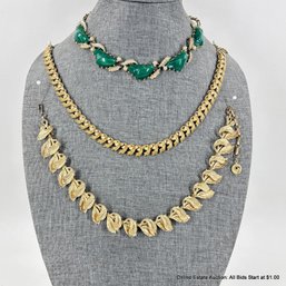 3 Costume Jewelry Necklaces From Lisner, Monet, And Coro