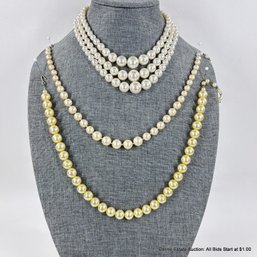 3 Faux Pearl Necklaces