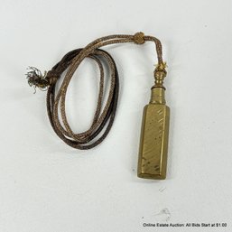 Brass Snuff Bottle On A Gold Metallic Corded Lanyard