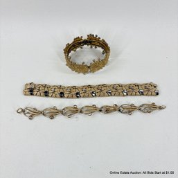 3 Vintage Gold Tone Bracelets