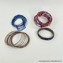 Lot Of Fun Colorful Metal, Rhinestone, And Beaded Bracelets