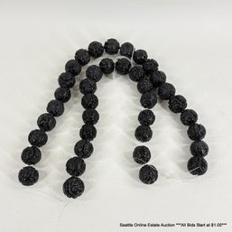 Lot Of Carved Black Tourmaline 0.75' Beads