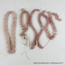 Lot Of Round And Carved Rose Quartz Beads