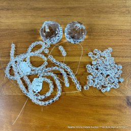 Lot Of Cut Glass Beads And Crystal Drops In Assorted Sizes