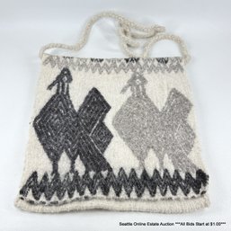 Ecuador Handwoven Wool Crossbody Bag With Flap Opening