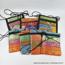 Lot Of 7 Thai Inspired Zippered Crossbody Pouch Bags