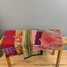 Lot Of Assorted Southeast Asian Embellished Fabric Remnants