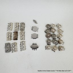 Lot Of Assorted Sterling Silver Necklace Clasps 45 Grams Total Weight