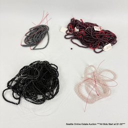 Lot Of Assorted Rose Quartz, Hematite, Black Tourmaline, And Garnet Round Beads