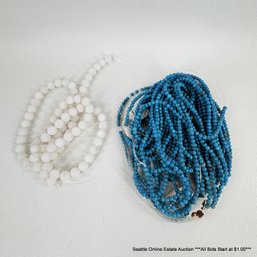 Lot Of Turquoise And White Quartz Beads