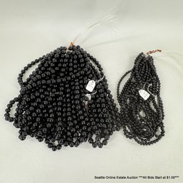 Large Lot Of Black Tourmaline Round Beads