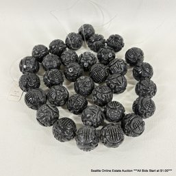 Lot Of Carved Black Tourmaline 1' Beads