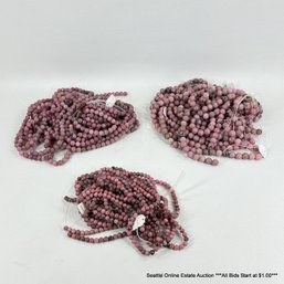 Large Lot Of Rhodonite Round Beads