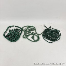 Lot Of Green Jadeite And Malachite Round Beads