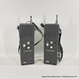 Pair Midland 1968 Model 13-1775B Solid State 5 Watt Walkie Talkies With Branded Cases