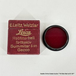 Leica Vintage Gecoo Rotfilter Hell Camera Lens Filter With Original Box