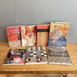 7 Assorted Textile Books Featuring Indian, African, Japanese, And Embroidered Textiles
