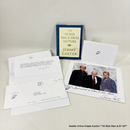 Jimmy Carter Signed Photo And Correspondence With The Nobel Peace Prize Lecture Book