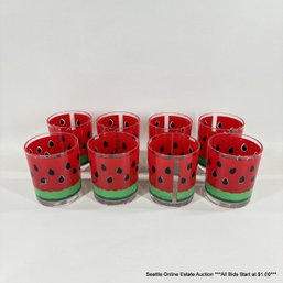 Vintage Set Of 8 Stotter Watermelon Tumblers