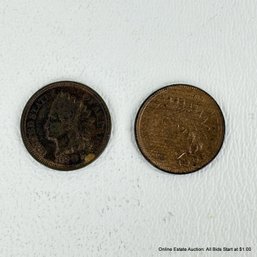 1905 And 1901 Ungraded U.S. Indian Head One Cent Coins