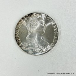 1780 83% Silver Ungraded And Circulated Restrike One Thaler Coin