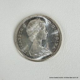 1967 Ungraded And Circulated Canadian 80% Silver Flying Goose Elizabeth II One Dollar Coin