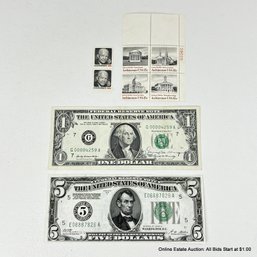 Series 1969 $1 Note Signed By D. Kennedy And Series 1928 Fed. Bank Of Richmond, Virginia Green Seal $5 Note